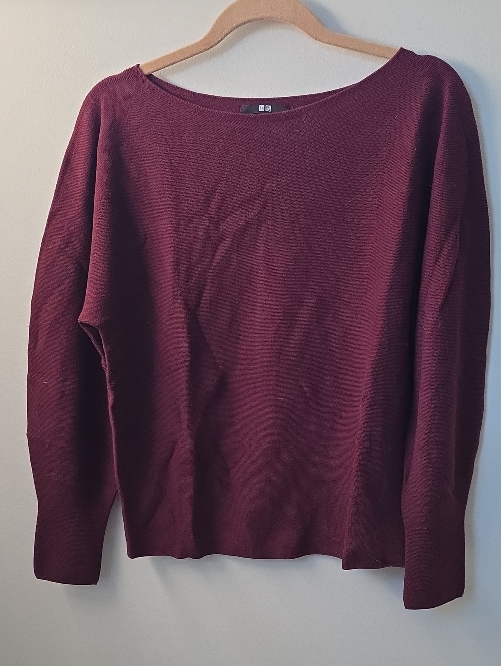 Burgundy Long Sleeve Sweater 100% Cotton Size Large. Incredibly Soft